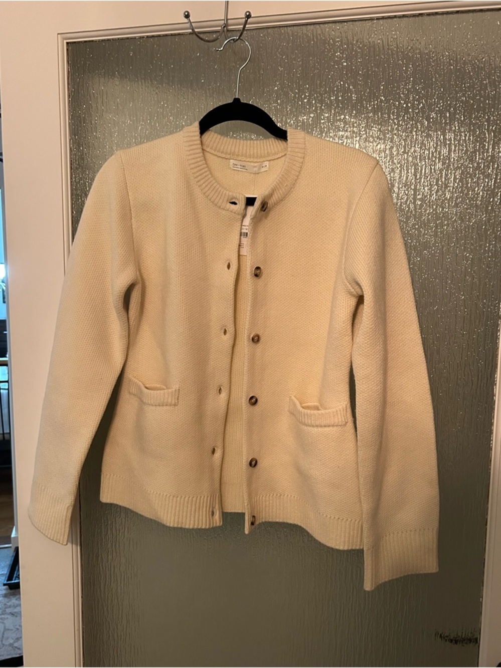 NWT OAK + FORT Cream Button-Up Knit Cardigan